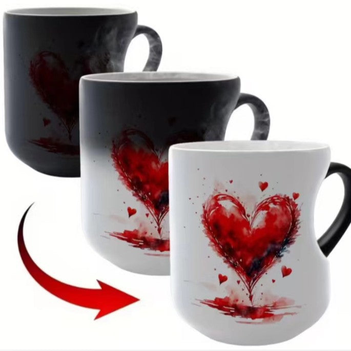 📢📢50% zľava!!! ⏰ Valentínsky keramický hrnček s rúčkou v tvare srdca, ktorá mení farbu💝✨