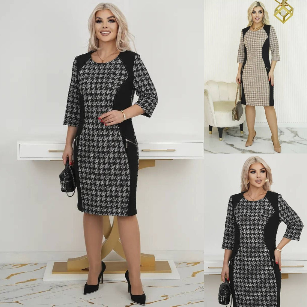 🌷🌞【S-5XL】Nové zimné teplé kárované šaty