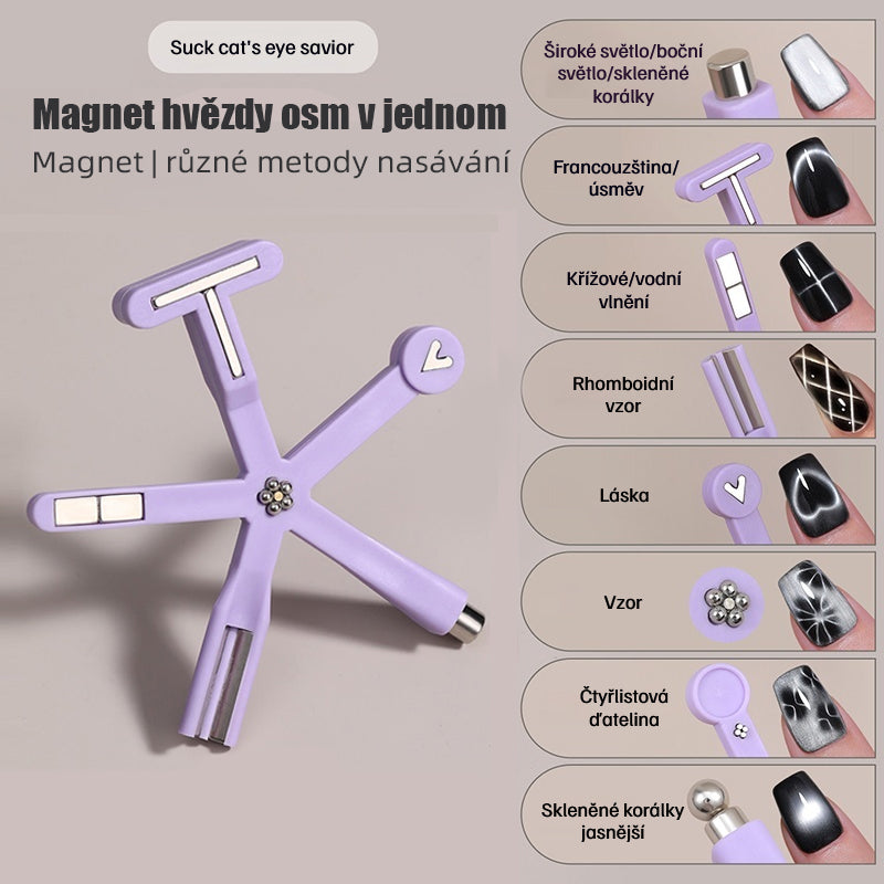 💅🧲🎨Kúpte 1 a získajte 1 zadarmo🔥8v1 magnet s mačacím okom na zdobenie nechtov, silný magnetický efektný magnet, multifunkčný nástroj s mačacím okom