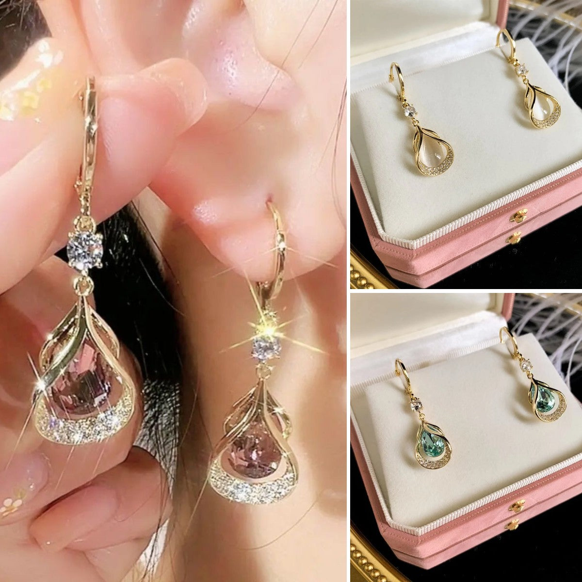 【3 páry，darčeková krabička】 magnetické náušnice s lymfatickým prúdom