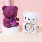 【Kúpte 1 a získate 1 zadarmo】✨Rozkošný plyšový medvedík s konzervovanou ružou - Plyšový medvedík ozdobený pravou ružou, v krásnej darčekovej krabičke